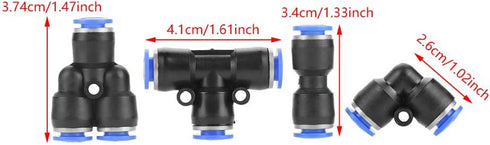 40Pcs Quick Connect Push in to Connect Water Tube Fitting, 1/4" Air Push Quick Fittings, 4 Shapes