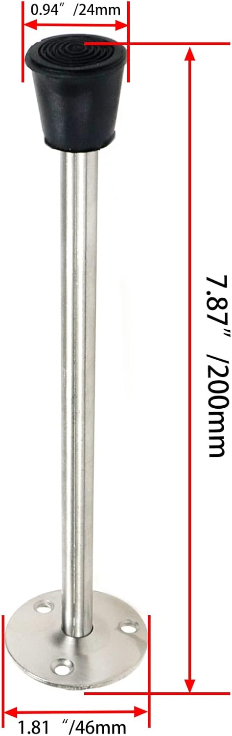 Stainless Steel Wall Mounted Door Stopper with Rubber Bumper, 7.87"/200mm Length