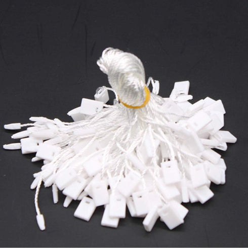 7" 1000 Pcs Hang Tag Nylon White String Snap Lock Pin Loop Fastener Hook Ties with Push Locker