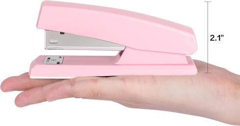 Deli Desktop Stapler, Pink Office Stapler with 640 Staples, 25 Sheet Capacity