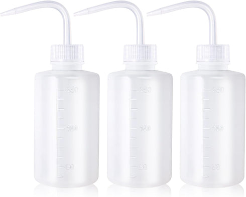 Melphoe 3Pcs 250ml Tattoo Wash Bottle Squeeze, Plastic Squeeze Medical Lab Washing Bottle, White