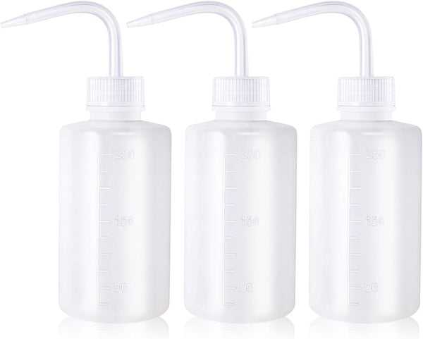 Melphoe 3Pcs 250ml Tattoo Wash Bottle Squeeze, Plastic Squeeze Medical Lab Washing Bottle, White