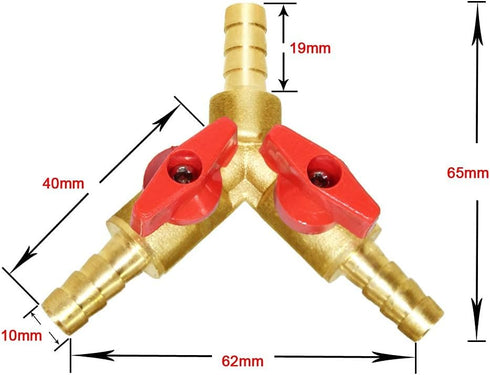 Joywayus 3/8" Hose Barb, Y Shaped Type 3 Way Union Intersection/Split Brass Shut Off Ball Valve Fitting