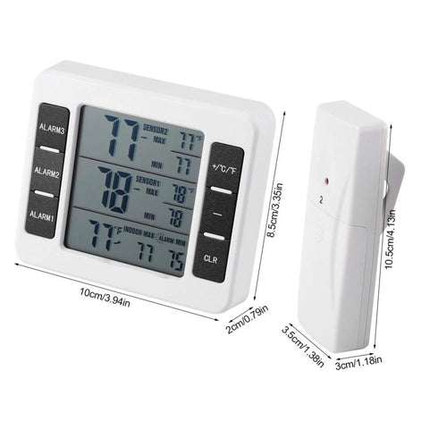iBetterLife Digital Refrigerator Thermometer - Wireless Indoor Outdoor Temperature Monitor with 2 Sensors, Big LCD