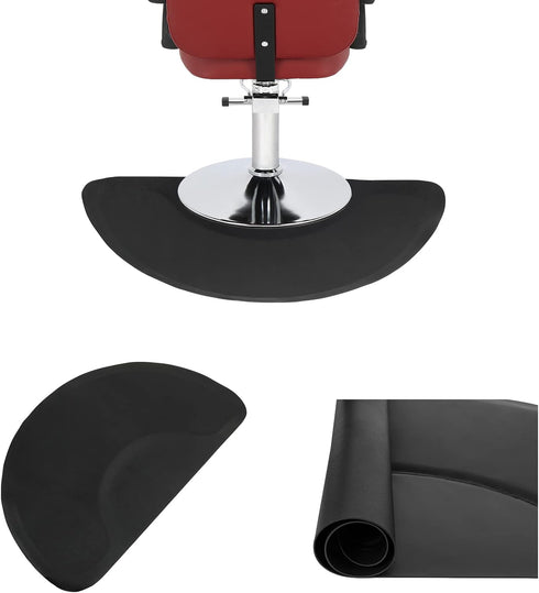Pinikuyiro 3'x4.5' 1/2" Salon Mat for for Hairstylist Barber Shop Anti-Fatigue Salon Standing Chair Mat,Black Semi