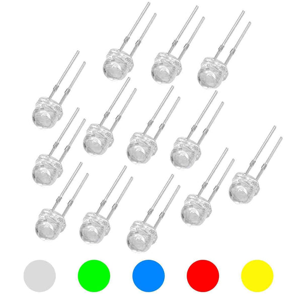 Straw Hat Led Kits, 50Pcs F5 Led Kit Super Bright, White Green