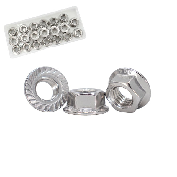 STORMCUBE M8x1.25mm DIN6923 Serrated Flange Nuts 20 Pack 304 Stainless Steel Hex Lock