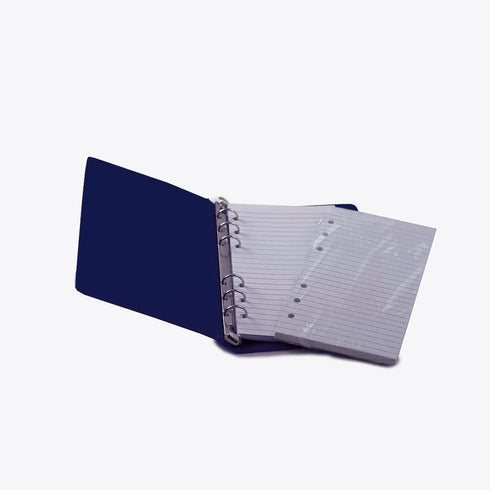 HNR Blue Loose-Leaf Memo Book, 6 3/4 x 3 3/4", 6-Ring Binder, 80 Pages + Free Refill