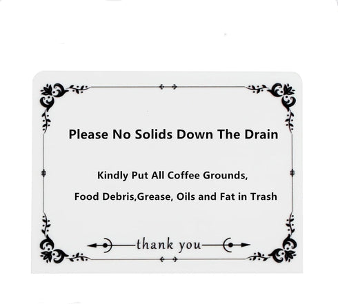 Please No Solids Down Drain Sign for Rental Homes, Kitchen Sink Notes for Airbnb Guests