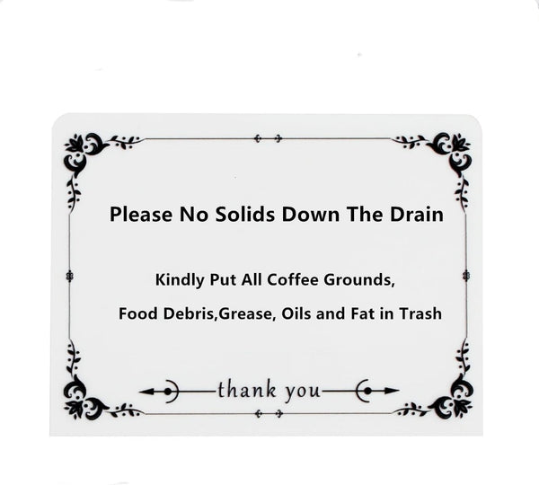 Please No Solids Down Drain Sign for Rental Homes, Kitchen Sink Notes for Airbnb Guests