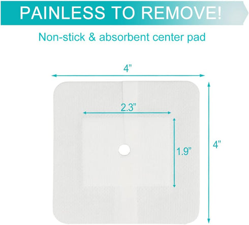 EaseCare 30 4" 4" Pcs Feeding Tube Covers G Peg Tube Holder Split Drain Adhesive Bandages for Dialysis Catheter x