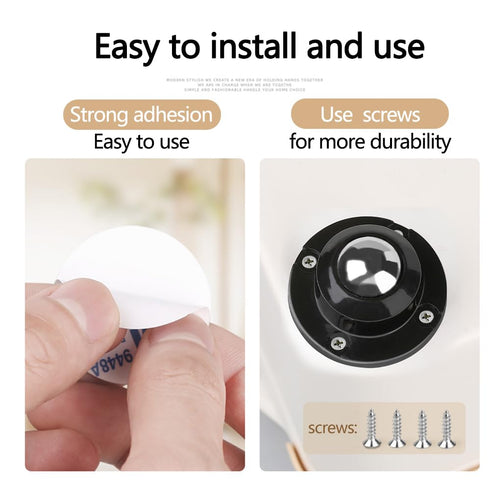 Self Adhesive Caster Wheels for Furniture, 0.8 Inch Low Profile Swivel Wheels, 360 Degree Rotating, Black, 8 Pack