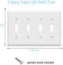 Toggle Light Switch Wall Plates, 4-Gang Electrical Cover Plate, Unbreakable Thermoplastic Faceplate, White (4 Pack)