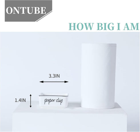 Ceramic Farmhouse Paper Clip Holders for Desk, 3.3-Inch (White)