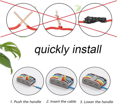 Wire Connectors, Compact Lever Wire Nuts Connectors 1 in 5 out for Quick Connect 28-12 AWG 5PCS