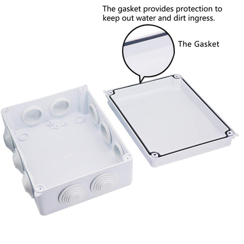 Zulkit Junction Box, ABS Plastic Waterproof IP65, Universal Electrical Project Enclosure, White 7.9 x 6.1 x 3.1 inch