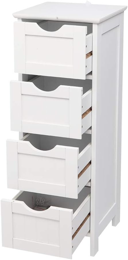 Hikarinowa 4 Single Door Bathroom Cabinet,Freestanding Bathroom Floor Cabinet ,Wooden Floor Cabinet, Side Organizer