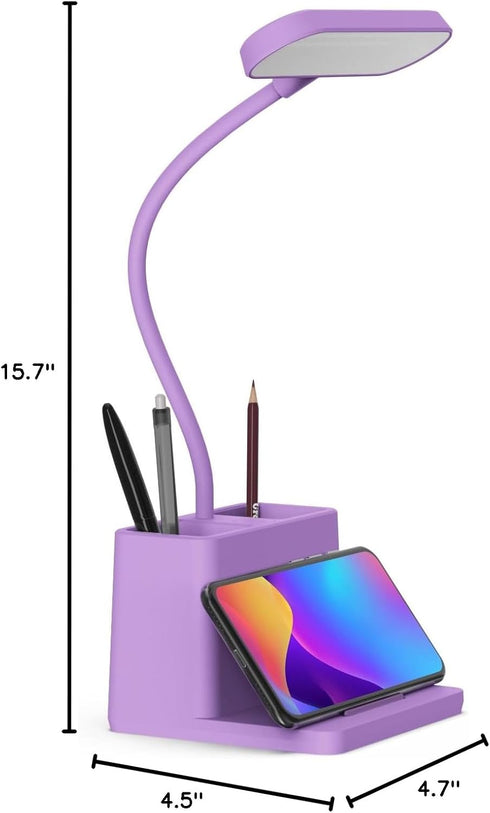 AXX Cute Purple Desk Lamp, Rechargeable Study Table Light for Home Office, Small, Battery Operated, LED, Flexible