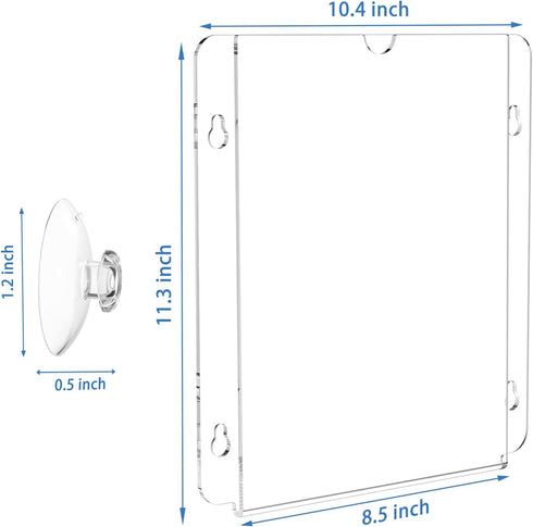 8.5 11, HIIMIEI Acrylic Window Sign Holder with Suction Cup X Clear Acrylic Frames Glass Door Wall Mount Advertising