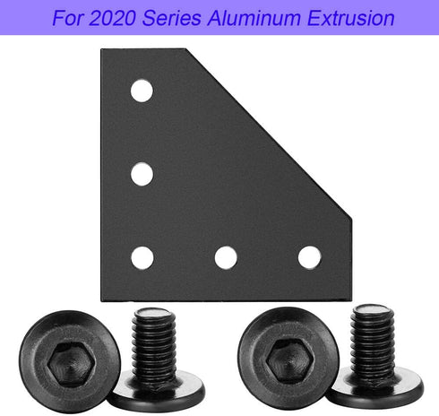 2020 Corner Bracket Connectors 6mm Slot L Shape Joint Plates, 5 Hole, 6 Sets for 2020 Series (L Black)