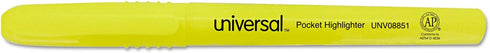 Pocket Highlighters | Fluorescent Yellow Ink, Chisel Tip, Yellow Barrel | Dozen