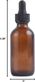 VIGOR PATH 2-Pack Amber Glass Dropper Bottles with Tapered Glass Droppers (2oz/60ml)