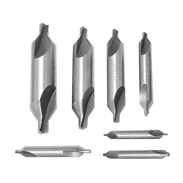 7PCS Center Drill Bits Set, M2 HSS Centering Starter Drill Bit, 60-Degree Countersink Tools for Metalworking