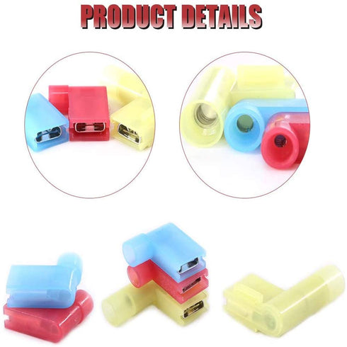 PONFY 120PCS Nylon Insulated Flag Spade Quick Disconnects, Female Wire Connector Assortment Set