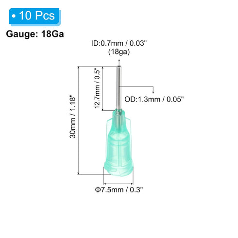 PATIKIL 18Ga x 0.5 Inch Dispensing Needle Tips, 10Pcs Stainless Steel and Plastic Glue Needle Tube Blunt Tips with Luer Lock for Glue Oil Applicator, Cyan Blue