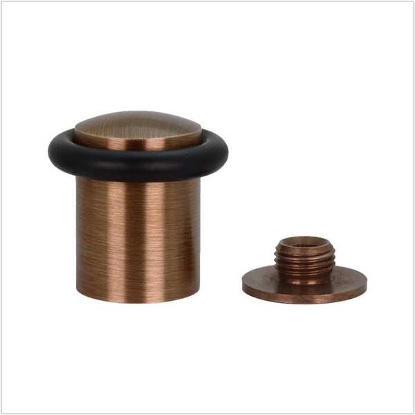 EVI Hardware Door Stop, Threaded Base, Natural Silicone Rubber, Brass, Includes Screw + Fixing Plug, Mod. I-108