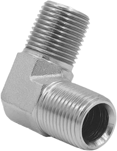 (2-PACK) 5500-06-06 Hydraulic Hose Adapter Fitting, 3/8" Male, 90° Elbow, Carbon Steel