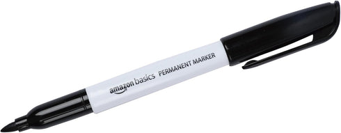 4 Pack Amazon Basics Fine Tip Point Permanent Markers for Office, School, and Home Use, Black