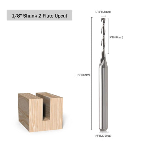 CNC Router Bits, 1/8" Shank End Mill, 1/16" Cutting Dia Flat Nose Carbide Endmill Tool Set for Wood PVC MDF