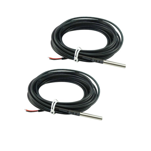 2PCS DS18B20 Waterproof Stainless Steel Temperature Sensor Digital Probe Cable Temperature Range