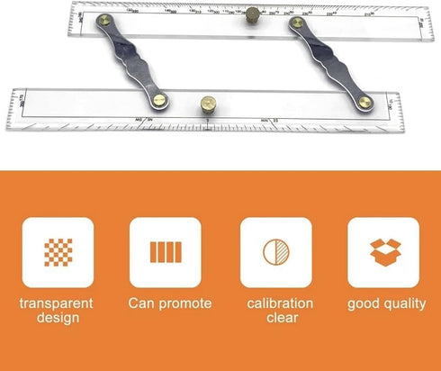 Generic 12" Marine Navigation Parallel Ruler - Parallel Ruler for BoatClear Acrylic