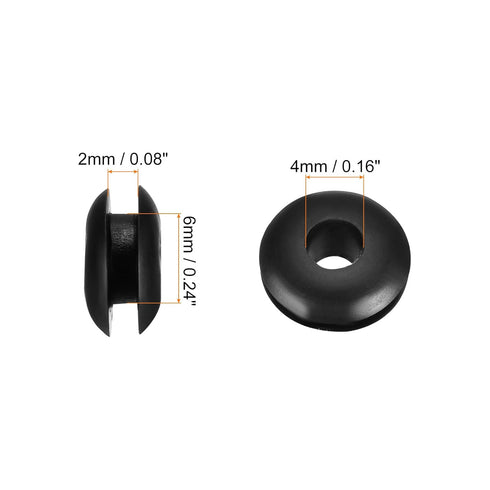 Rubber Grommets, Flexible Wire Hole Plug, 20 Pcs, 6 mm Mount Dia, Black