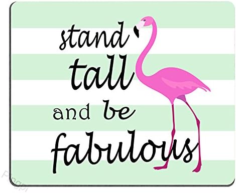 pingpi Flamingo Quote Mouse Pad, Stand Tall & Be Fabulous, Personalized Non-Slip Rubber