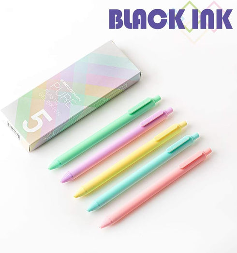 czxwyst Soft Touch Retractable Gel Ink Pens 0.5mm Fine Point (Macarons Colors 5-Pack Black Ink) by czxwyst