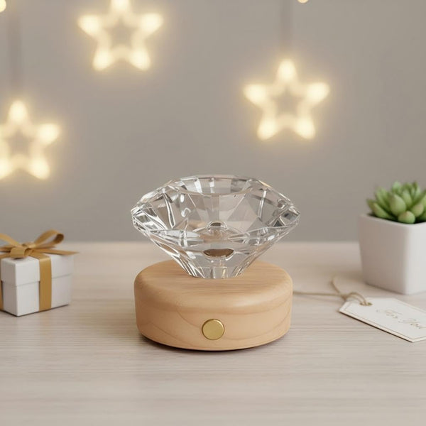 YumeGlint Diamond Shape Small Table Lamp with RGB Seven-Color Changing Night Light, Rechargeable