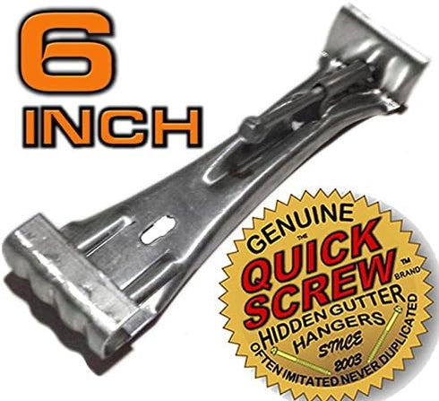 Quick Screw 6" inch Aluminum Hidden Rain Gutter Bracket Hook Clip Style Hangers with pre Inserted 3" Long " hex Head self Drilling Screw (10 Per Package) by Quick Screw