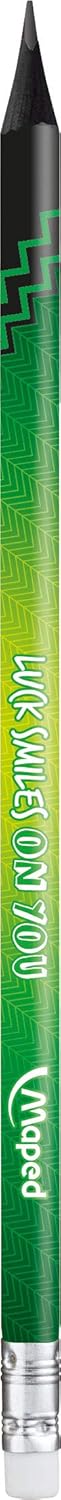 Maped 852000 Ergonomic Three-Sided Pencils Black'Peps Energy with Eraser Head, Pack of 6