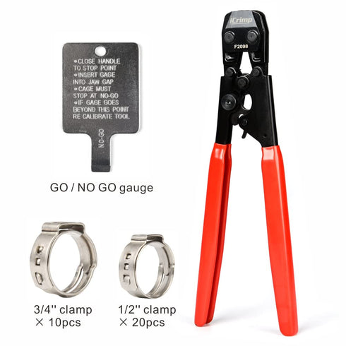 iCrimp Ratcheting PEX Cinch Tool for Fastening Stainless Clamps from 3/8-Inch to 1-Inch with Calibration Gauge