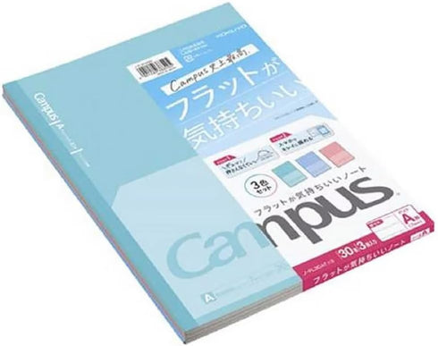 KOKUYO Campus Feels Flat Notebooks, Dot A 7mm Ruled, Semi-B5, 30 Sheets, 30 Lines, Pack of 3, Blue, Green and Pink, Japan Import (NO-FL3CATX3) by KOKUYO