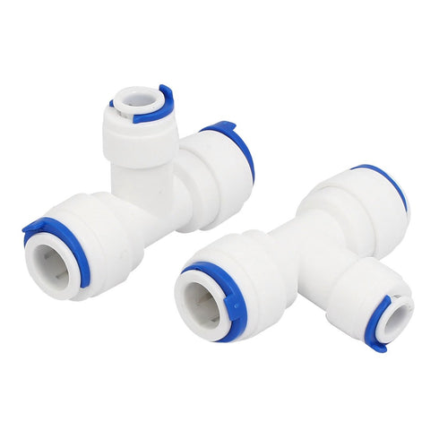 uxcell 3/8-inch x 3/8-inch x 1/4-inch T Shaped 3 Way Tube Quick Push in Connector, 3pcs for RO Water System