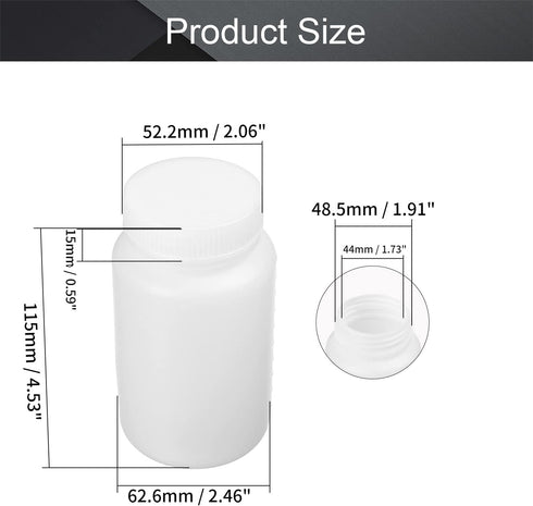 Othmro 10pcs 250ml/8.45oz Plastic Bottles w Scale,Lab Cylindrical Chemical Reagent Bottle,Wide Mouth Laboratory Reagent Bottle,Sample Sealing Liquid Storage Container for Food Store White by Othmro