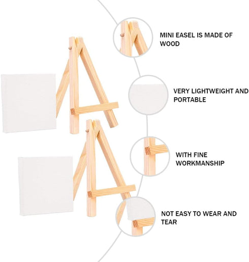 Beavorty 2pcs Home Decoration Tabletop Easel for Kids, Mini Canvases Painting Supplies