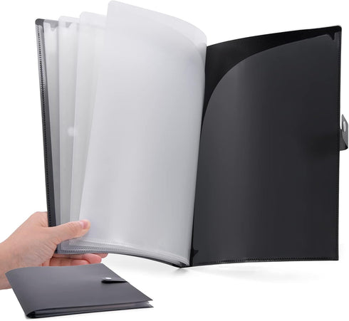 Cesil 10-Pocket File Folder, Letter A4 Project Organizer Folders with Snap Button, Plastic Document Organizer