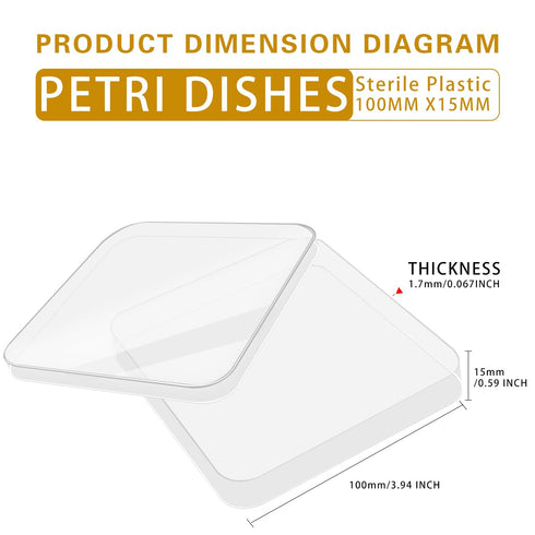 Polystyrene Petri Dish, Sterile, Pack of 10 (Square, PetriDish10x10)