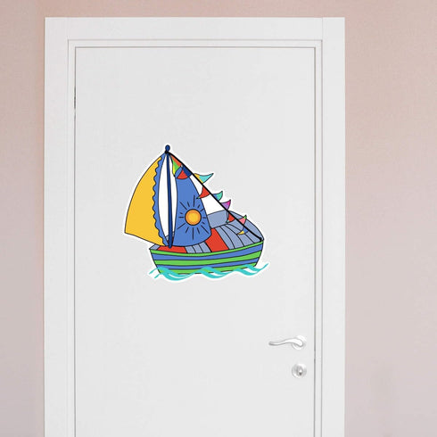Azeeda (DW00085999) 'Toy Sailing Boat' White Premium Vinyl Decal Sticker Waterproof, Durable & Easy to Apply - Ideal