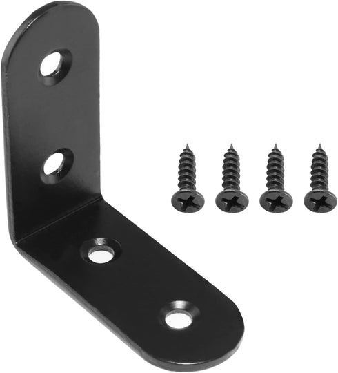 Rierdge 20 50mm (2 Inch Pcs Black Corner Brace L Bracket, Stainless Steel Right Angle Brackets, Metal Joint Right Angle